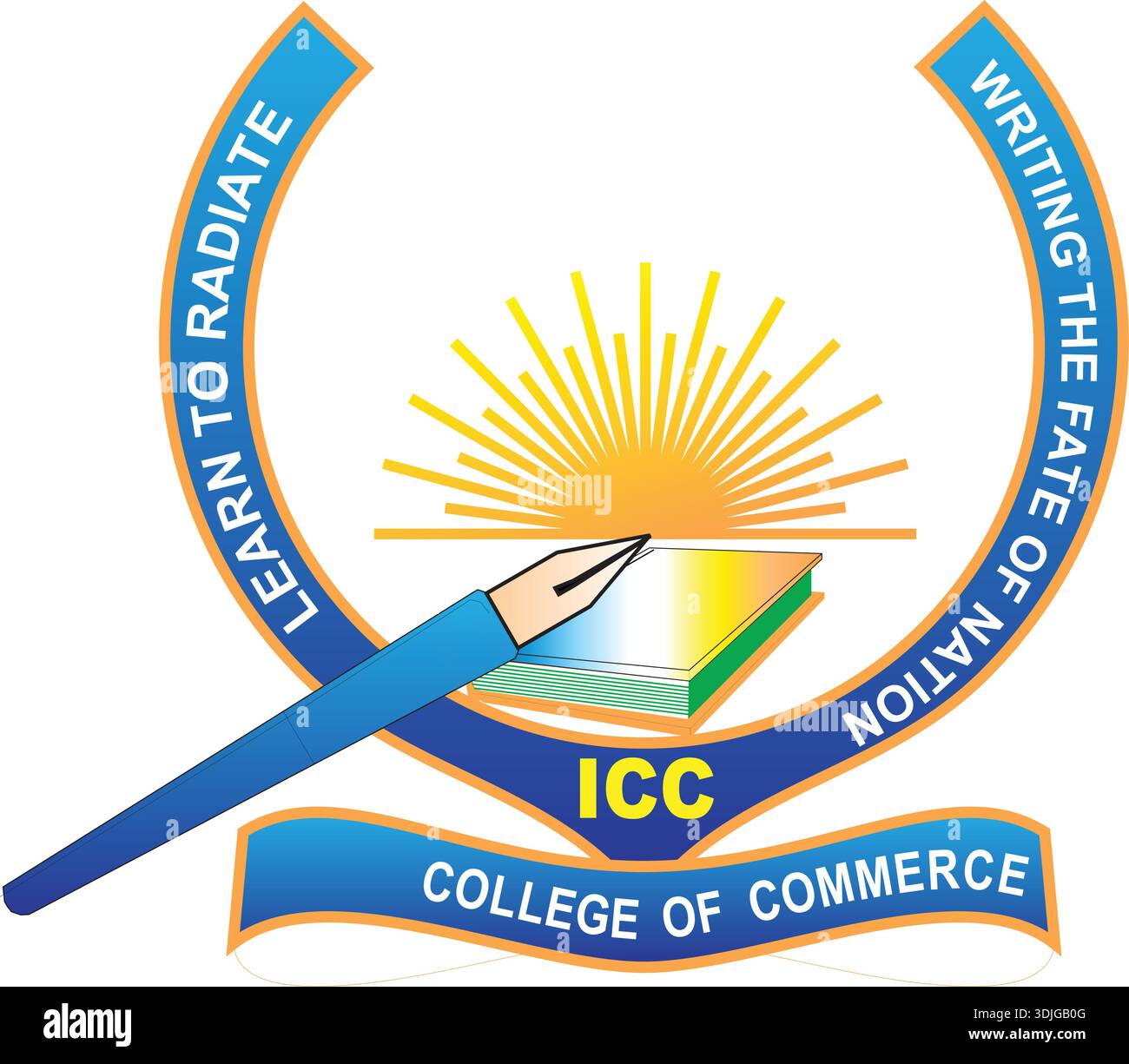 Logo College of Commerce Business & Finance Emblem didattico Illustrazione Vettoriale