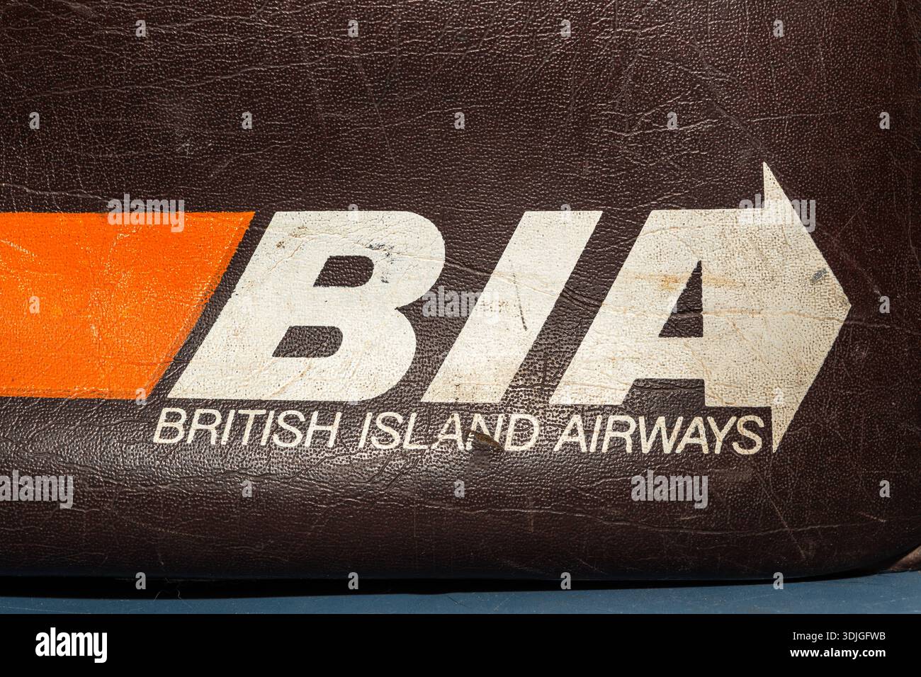 Borsa vintage, compagnia aerea non più in funzione, BIA, British Island Airways, borsa con marchio Foto Stock