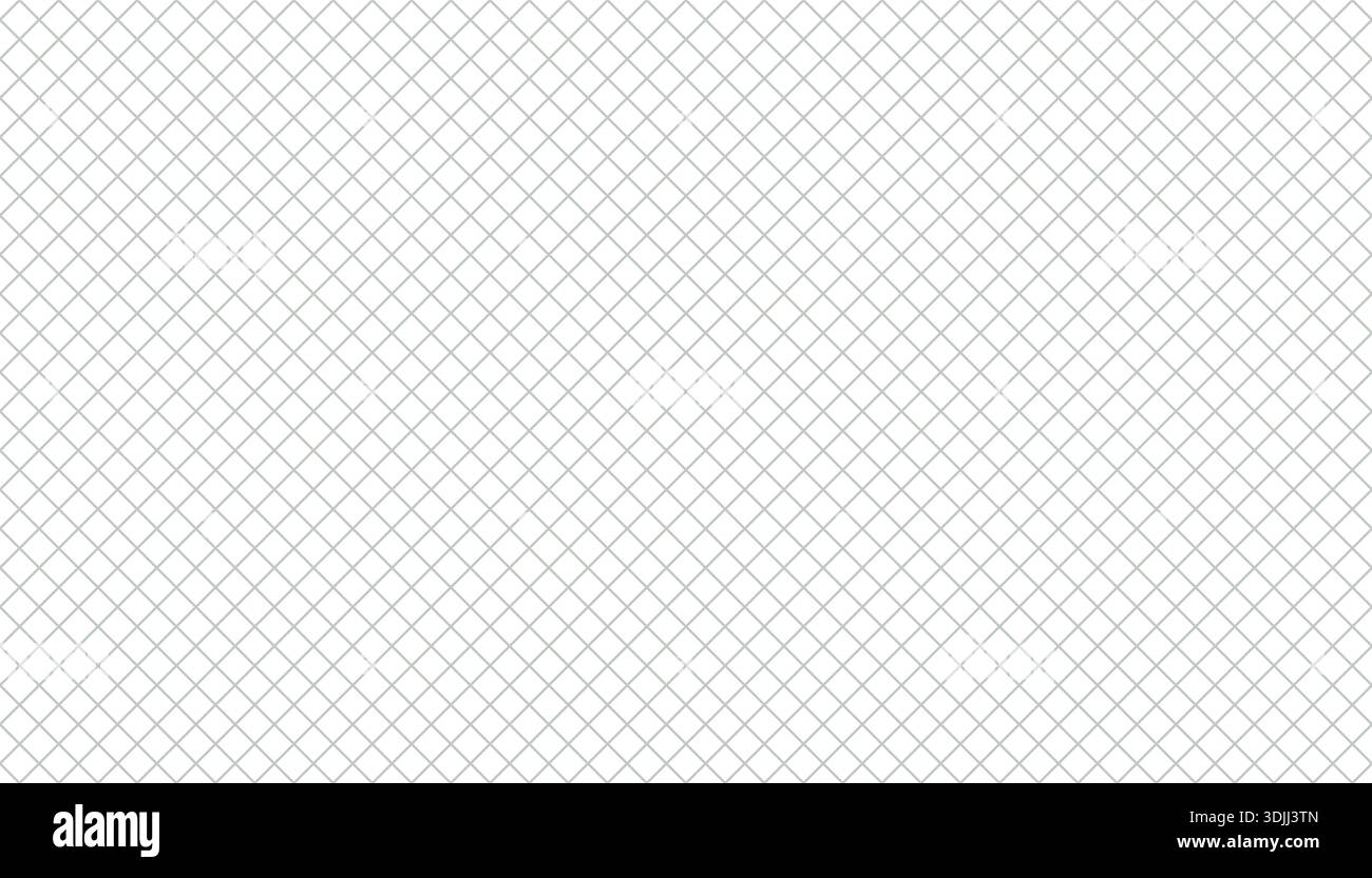 Un motivo pulito e senza cuciture di una griglia di diamanti grigi su sfondo bianco. Questa sottile texture geometrica ricorda la rete metallica o la carta grafica ed è ideale Illustrazione Vettoriale
