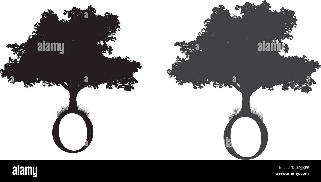 Albero sagomato con Un solo colore nero di rotazione dello pneumatico Illustrazione Vettoriale