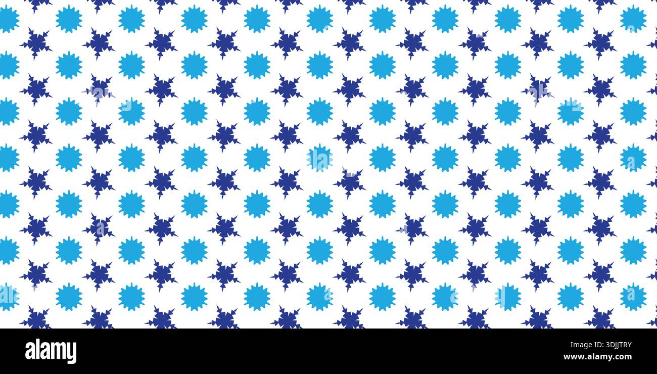Motivo geometrico senza cuciture Blue Floral Star, elegante sfondo decorativo ripetuto. Illustrazione Vettoriale