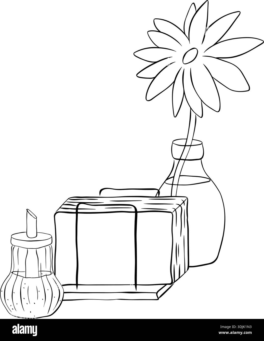graziosi oggetti disegnati a mano per il tè. composizione illustrazione disegnata a mano. Inchiostro grafico vettoriale in bianco e nero. Per logo, Web, pacchetto, Illustrazione Vettoriale