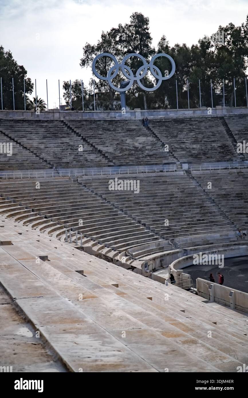 Panathenaic Stadium, Kallimarmaro. Stadio di Atene. Antico stadio completamente in marmo, sede dei moderni Giochi Olimpici del 1896. Foto Stock