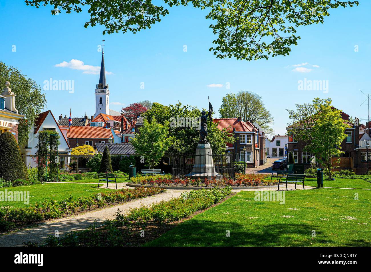 Giardino panoramico nella città fortificata olandese di Brielle, Olanda meridionale, Paesi Bassi Foto Stock