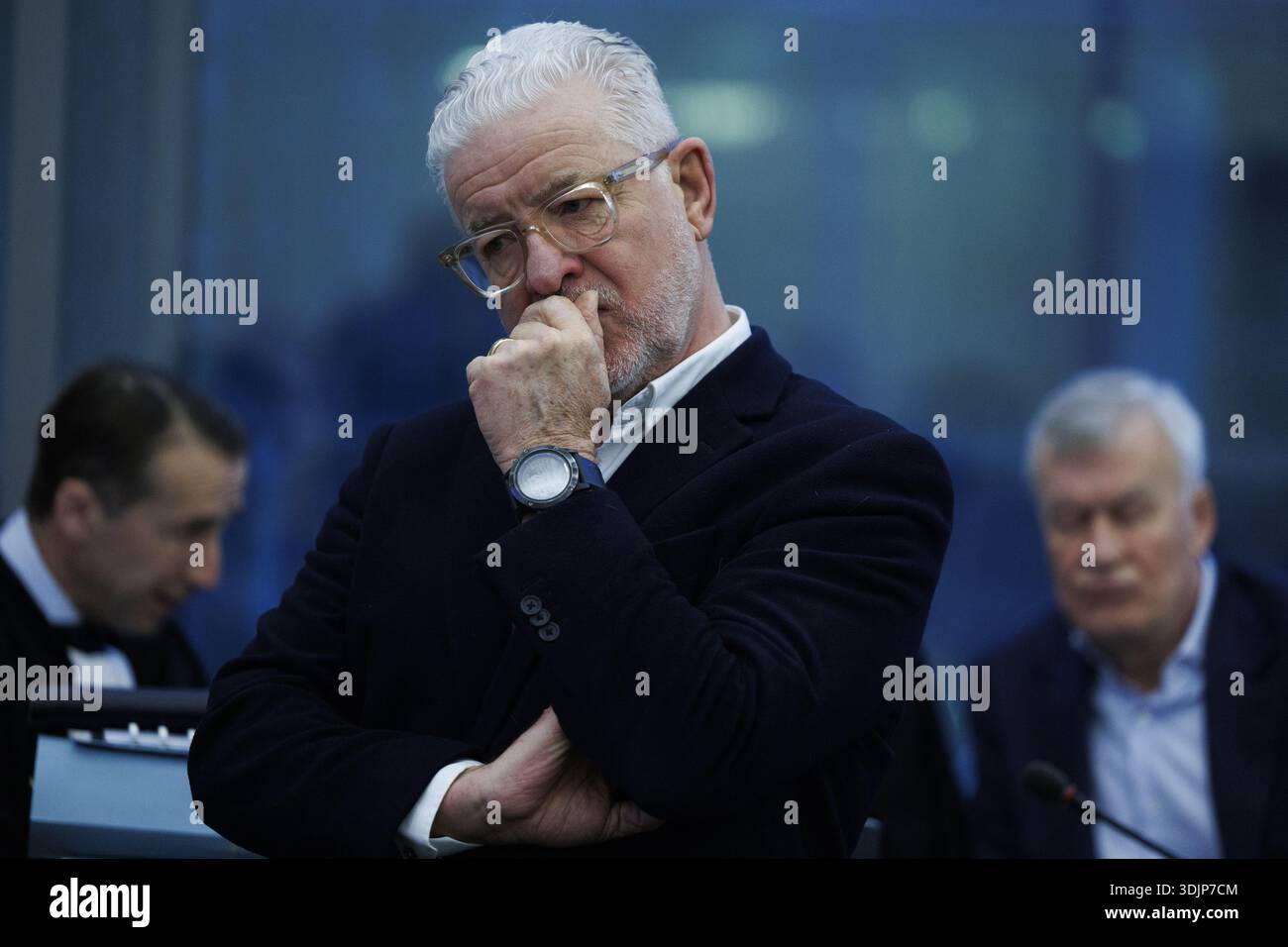 Gent, Belgio. 28 gennaio 2026. Jeroen Piqueur, ex amministratore delegato di Optima, illustrato durante una sessione del Tribunale penale Gent nel caso di fallimento dell'Optima Bank, mercoledì 28 gennaio 2026 a Gent. Optima è fallita nel 2016, il tribunale esaminerà possibili appropriazioni indebite di beni aziendali, reati di riciclaggio di denaro, insolvenza fraudolenta e violazioni della legislazione bancaria. BELGA FOTO NICOLAS MAETERLINCK credito: Belga News Agency/Alamy Live News Foto Stock