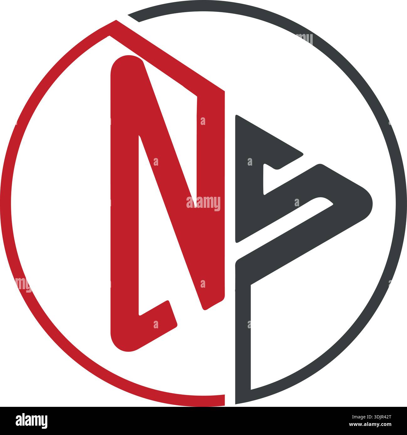 Icona del logo, forma del pulsante di riproduzione con una combinazione di iniziali N e A sul design del logo a forma di cerchio Illustrazione Vettoriale