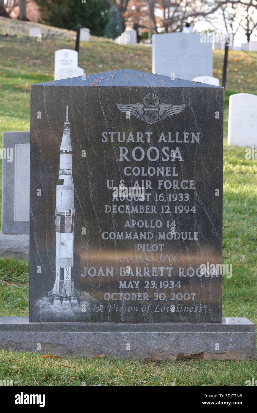 Lapide di Stuart Allen Roosa all'Arlington National Cemetery, Virginia, USA Foto Stock