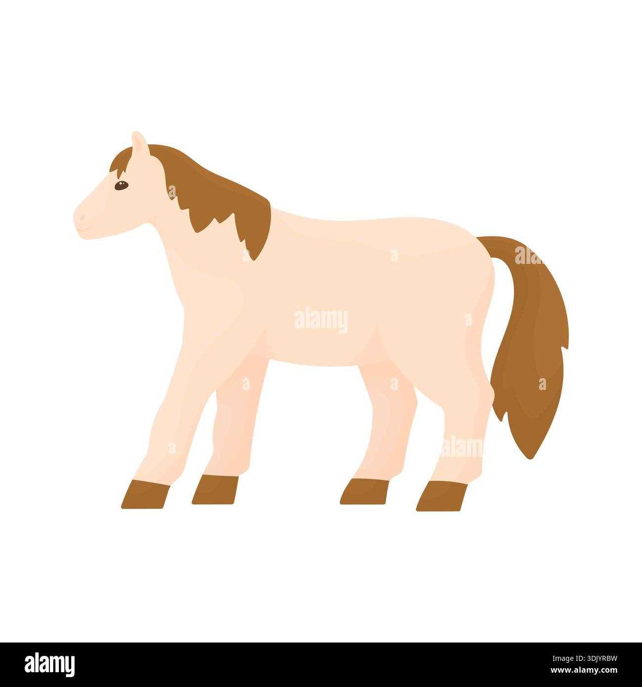 Bellissimo carino cavallo da cartoni animati. Concetto di animali domestici. Allevamento di cavalli. Illustrazione di animali per bambini Illustrazione Vettoriale