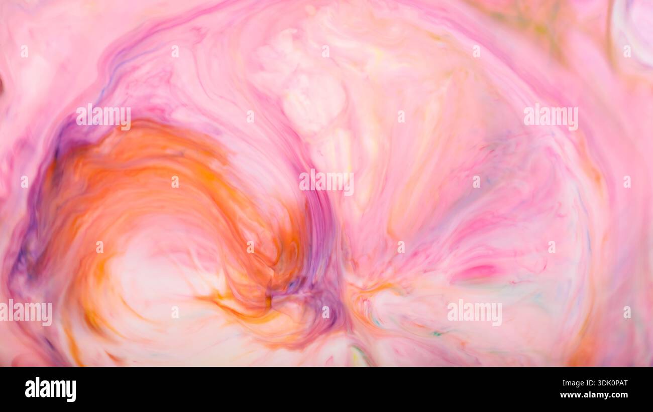 Color pastello color acquerello color pastello Swirl Abstract Fluid Art con fondo in marmo viola arancio rosa tenue Foto Stock