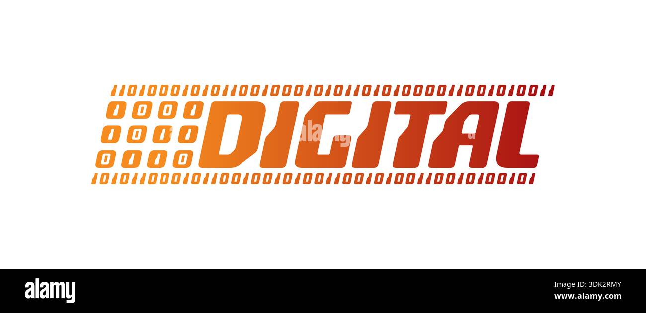 parola digitale marrone. logo digitale con numeri zero e uno. Illustrazione Vettoriale