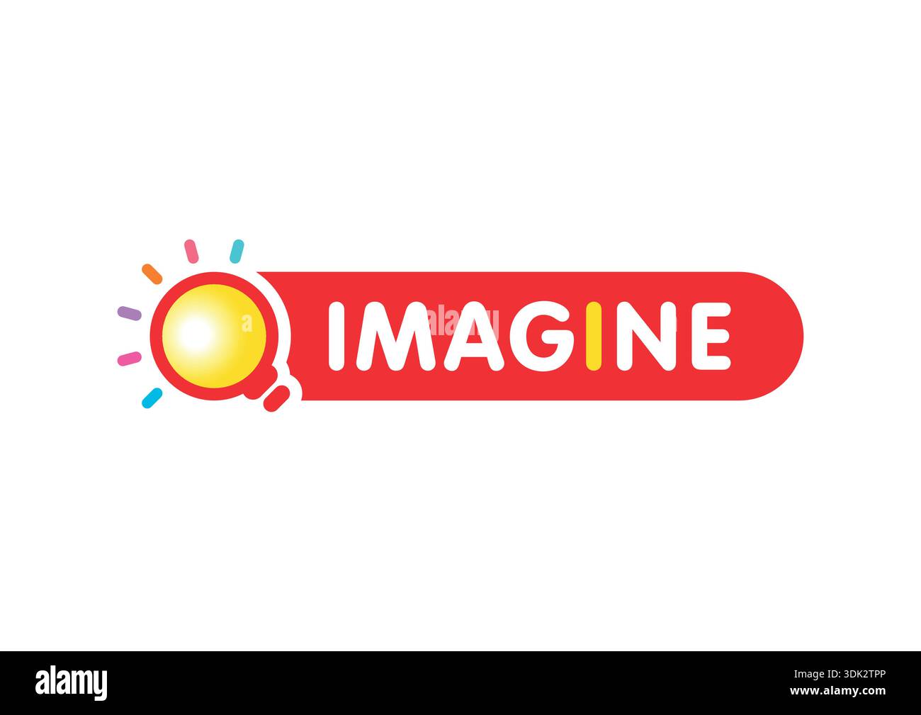 lampadina colorata e concetto imagine. immagina il logo. Illustrazione Vettoriale