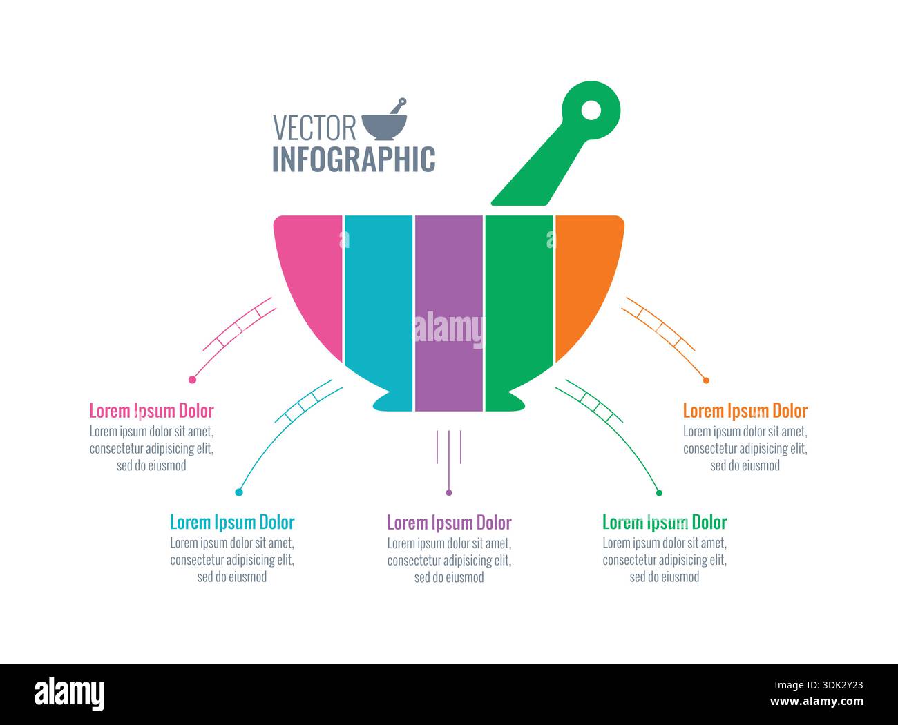 Progettazione vettoriale infografica con icone. Diagramma di processo, diagramma di flusso, grafico informativo, infografiche per il concetto aziendale, banner per presentazioni, layout del flusso di lavoro Illustrazione Vettoriale