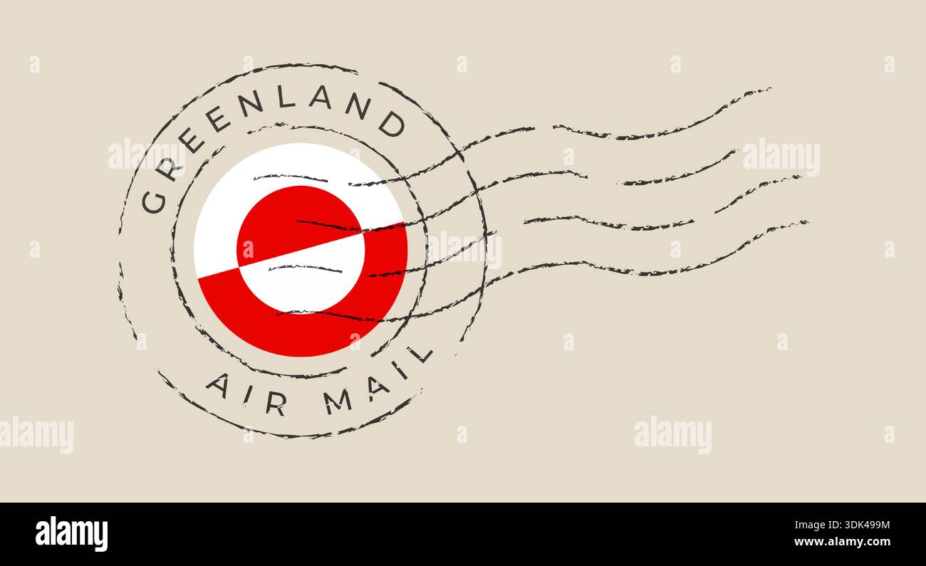 Vector vintage Greenland Air mail Postmark che illustra le iconiche comunicazioni postali artiche e l'identità nazionale. Illustrazione Vettoriale