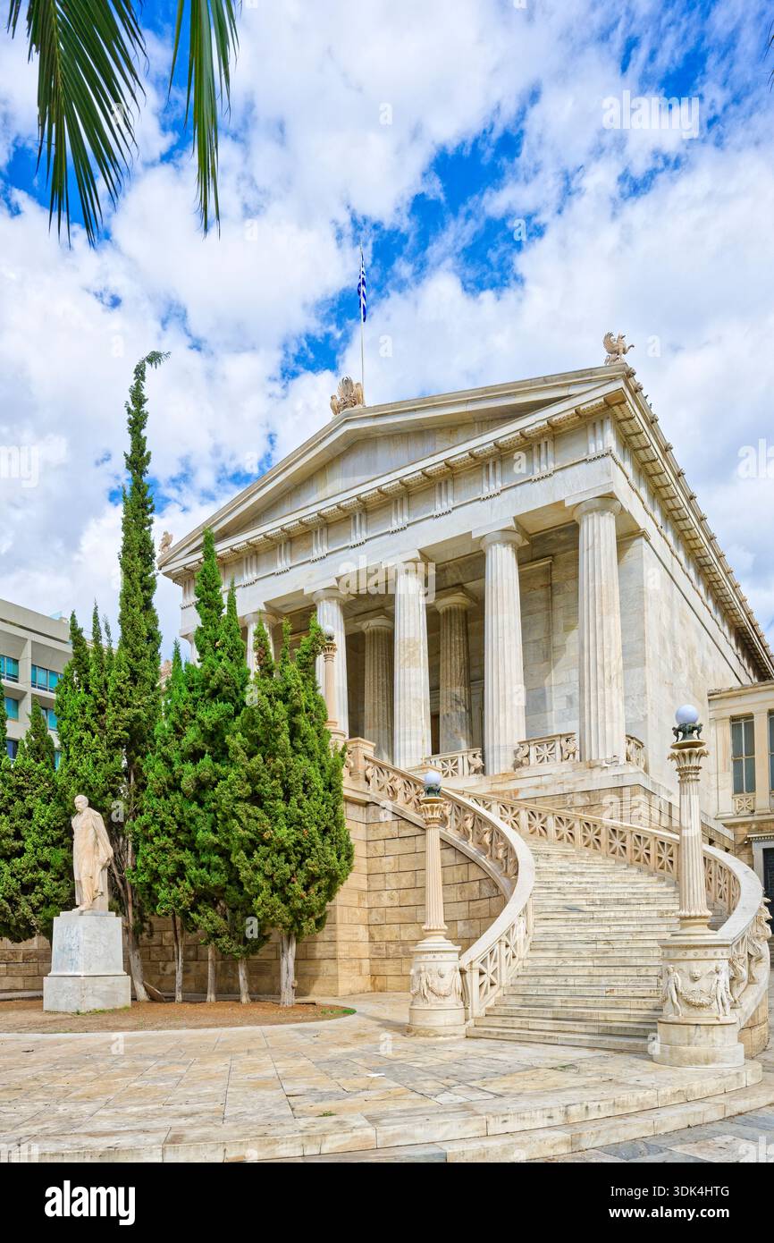Edificio principale storico, Biblioteca Nazionale di Grecia, Centro, Atene, Grecia Foto Stock