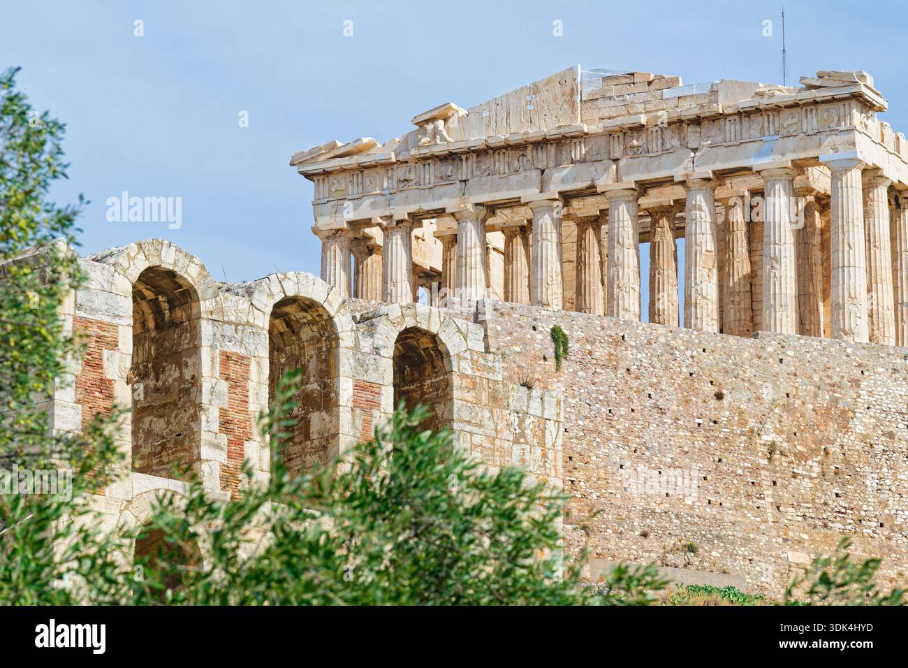 Vista dal sud dell'Acropoli, centro, Atene, Grecia Foto Stock