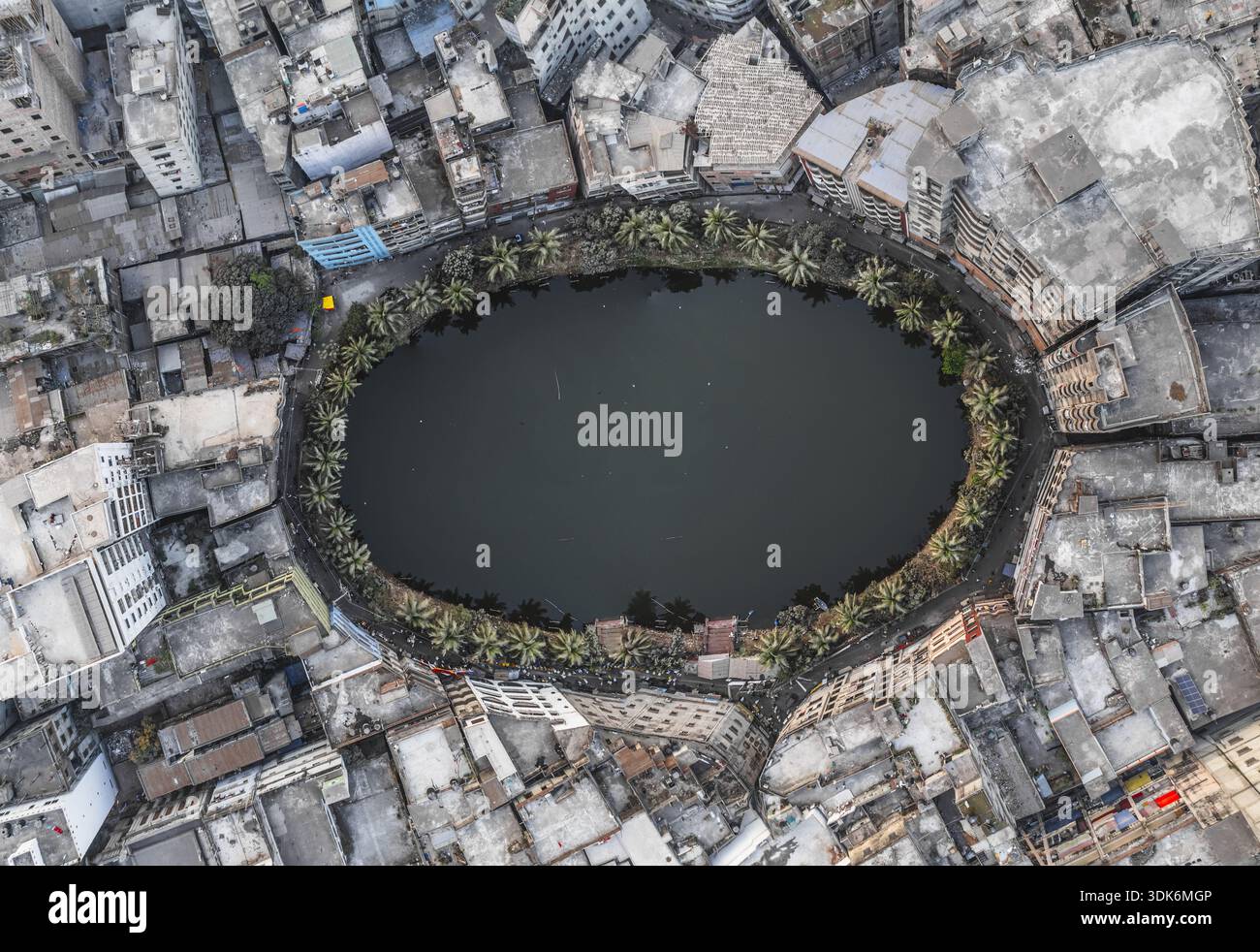 Vista aerea del lago Gol Talab, Dacca, Divisione di Dacca, Bangladesh. Foto Stock