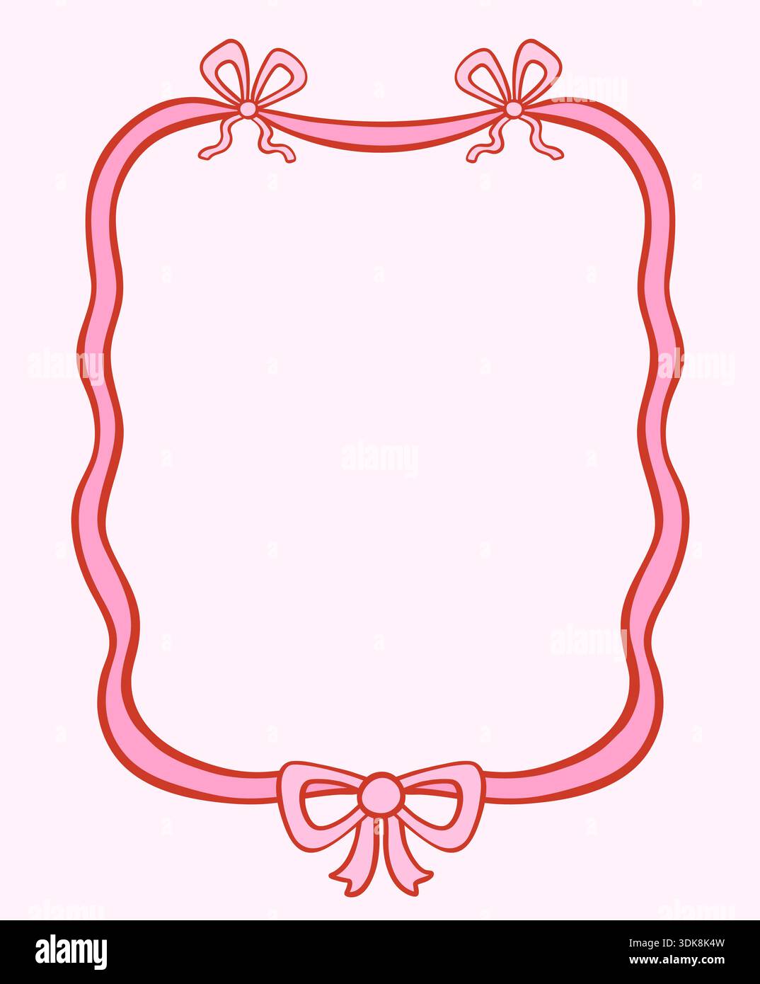 Grazioso telaio a fiocco vettoriale rosa, romantico bordo per matrimoni, inviti di San Valentino e Natale Illustrazione Vettoriale