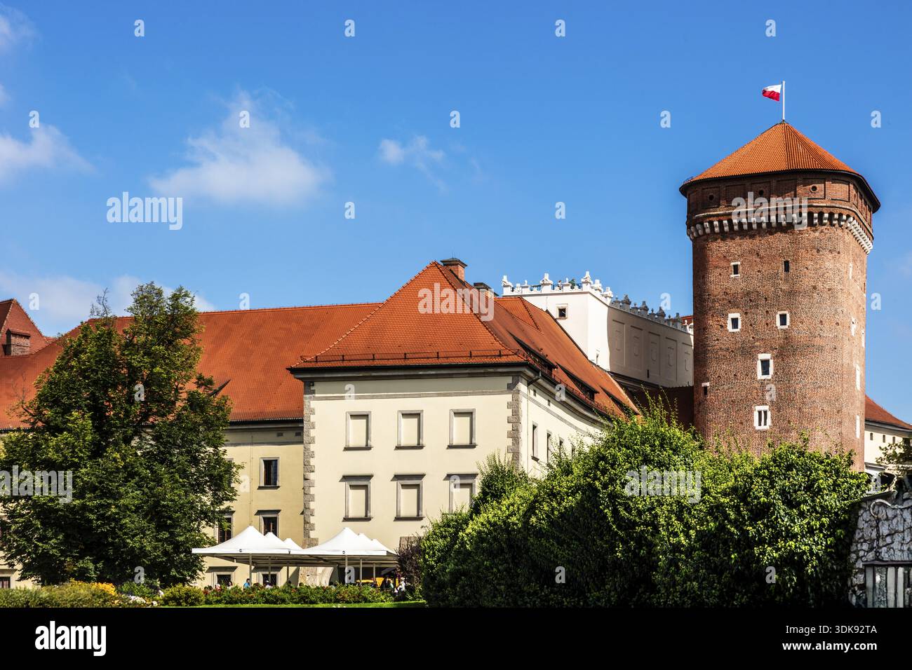 Torre del Senato, Castello di Wawel, Castello di Wawel, ex centro della monarchia polacca, fondata intorno al 1000, sito patrimonio dell'umanità dell'UNESCO, Cracovia, Polonia Foto Stock