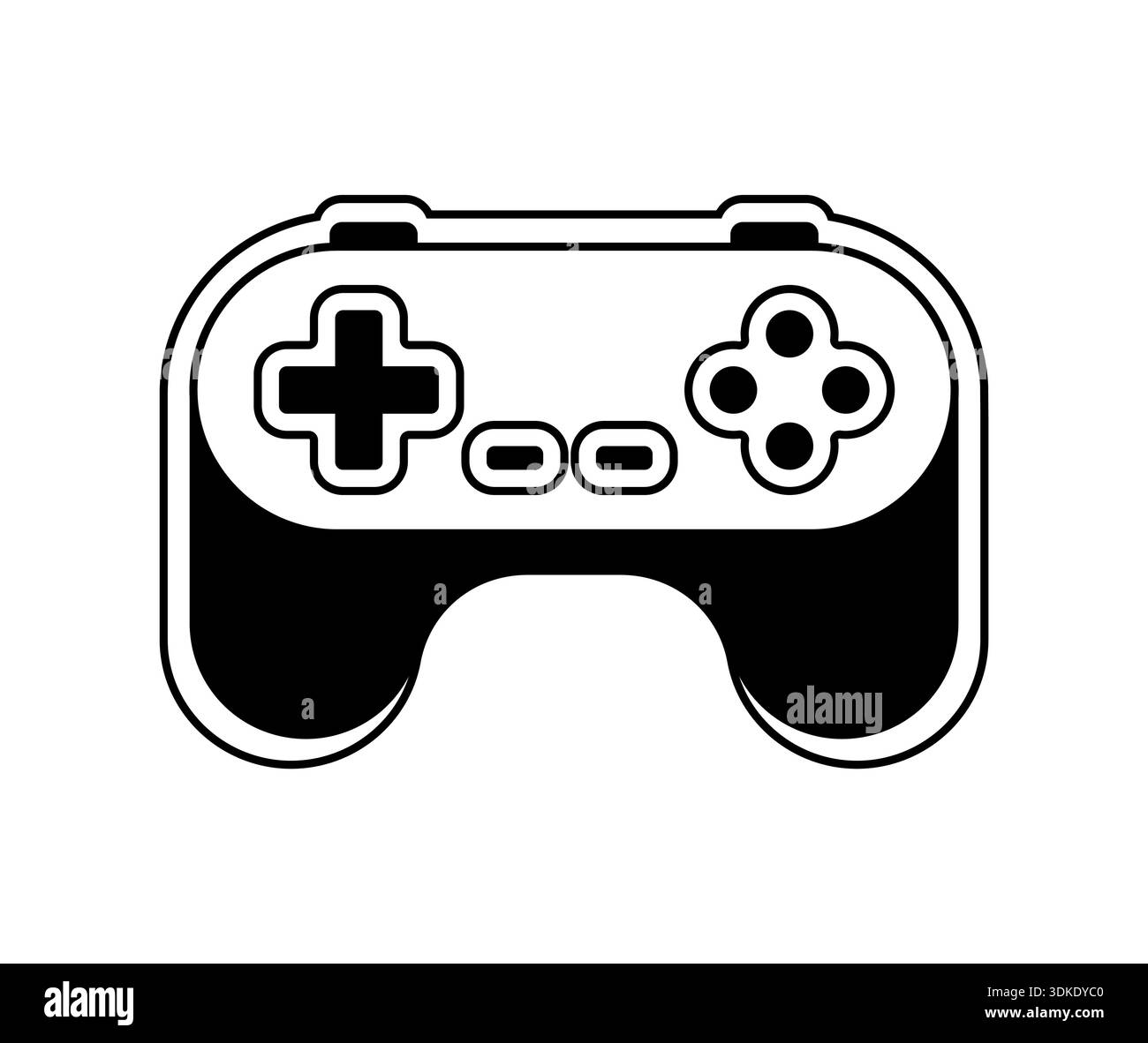 icona minimalista di un controller per videogiochi. Simbolo classico del gamepad che rappresenta la cultura del gaming, l'intrattenimento su console e gli eSport. Pulire il vettore piatto Illustrazione Vettoriale