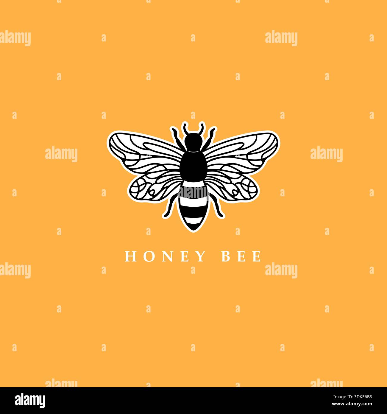 modello vettoriale Honey Bee. Ape vintage per logo, etichetta, sublimazione, adesivo. Illustrazione Vettoriale