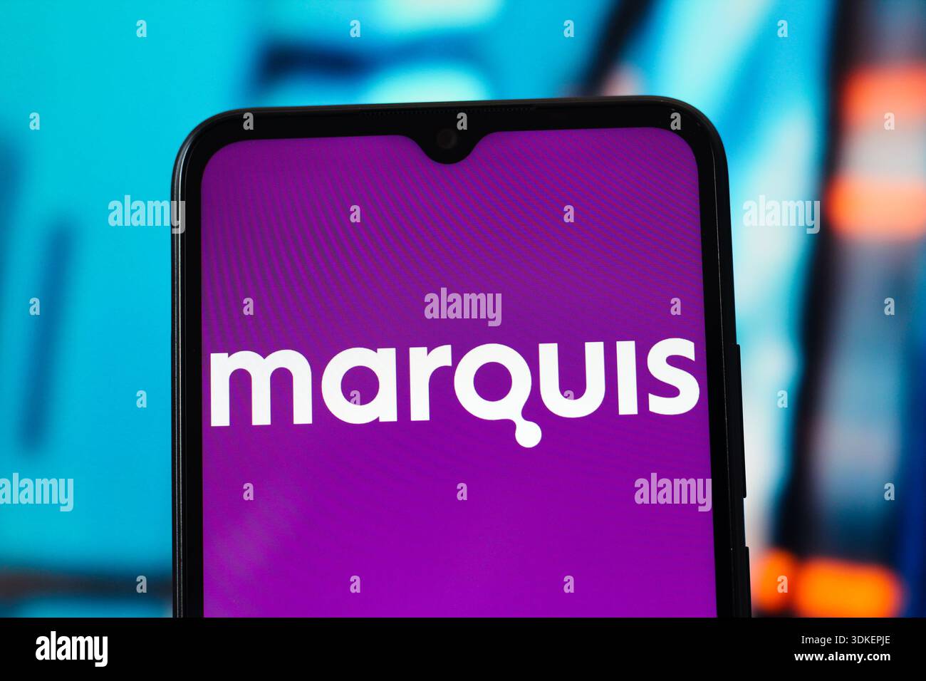 In questa immagine, il logo Marquis software Solutions viene visualizzato sullo schermo di uno smartphone Foto Stock
