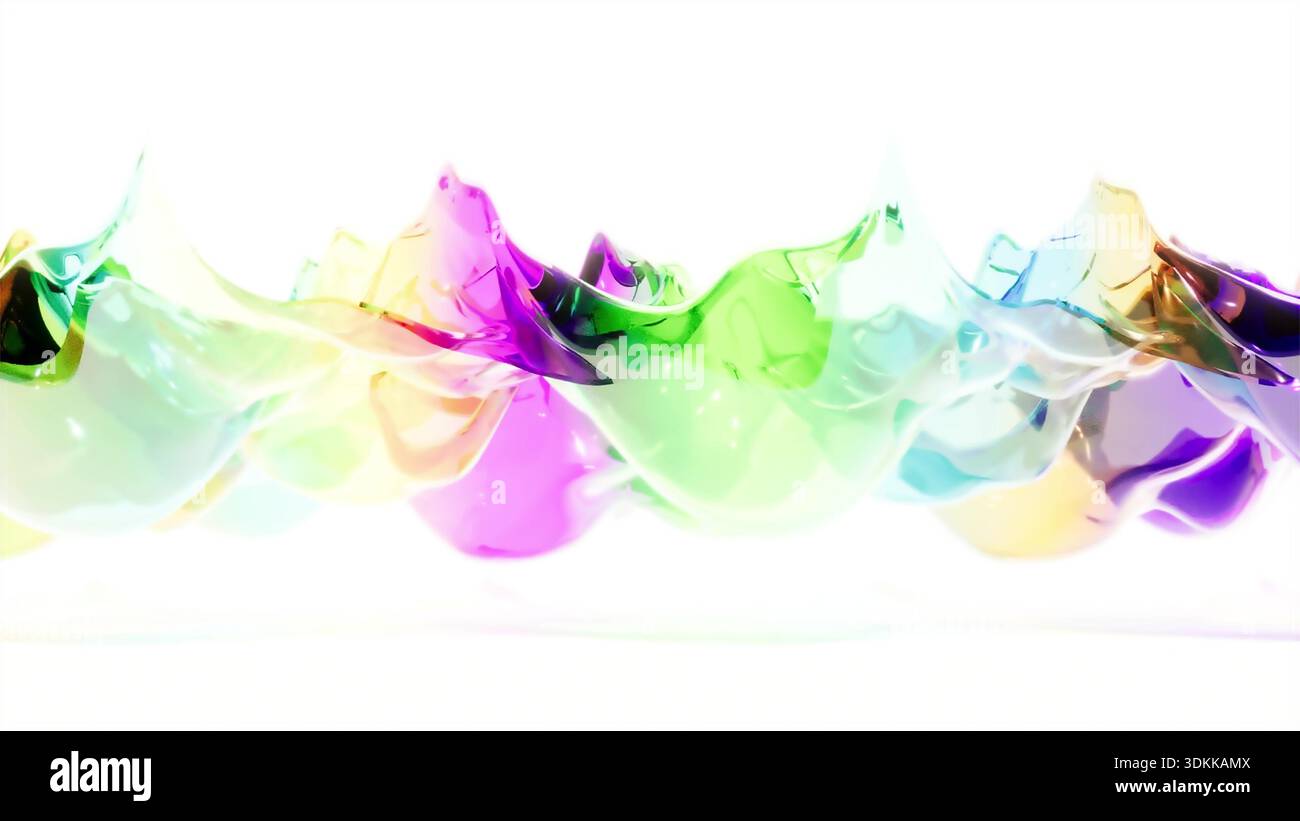 Onda di vetro colorata su rendering 3d bg bianco Foto Stock