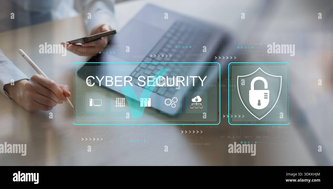 Strategie per la sicurezza informatica e la protezione dei dati nell'ambiente aziendale digitale. Foto Stock