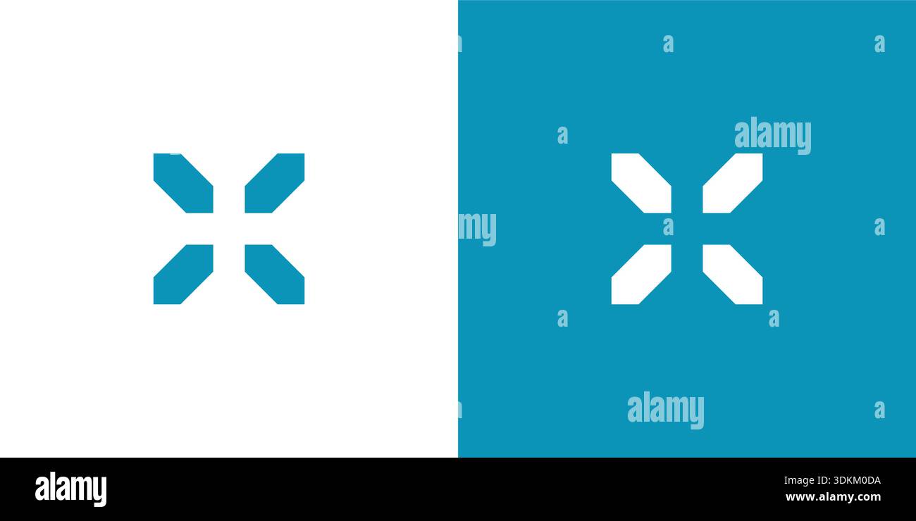 Le iniziali del logo X sono una combinazione di segni incrociati di salute moderni e semplici Illustrazione Vettoriale