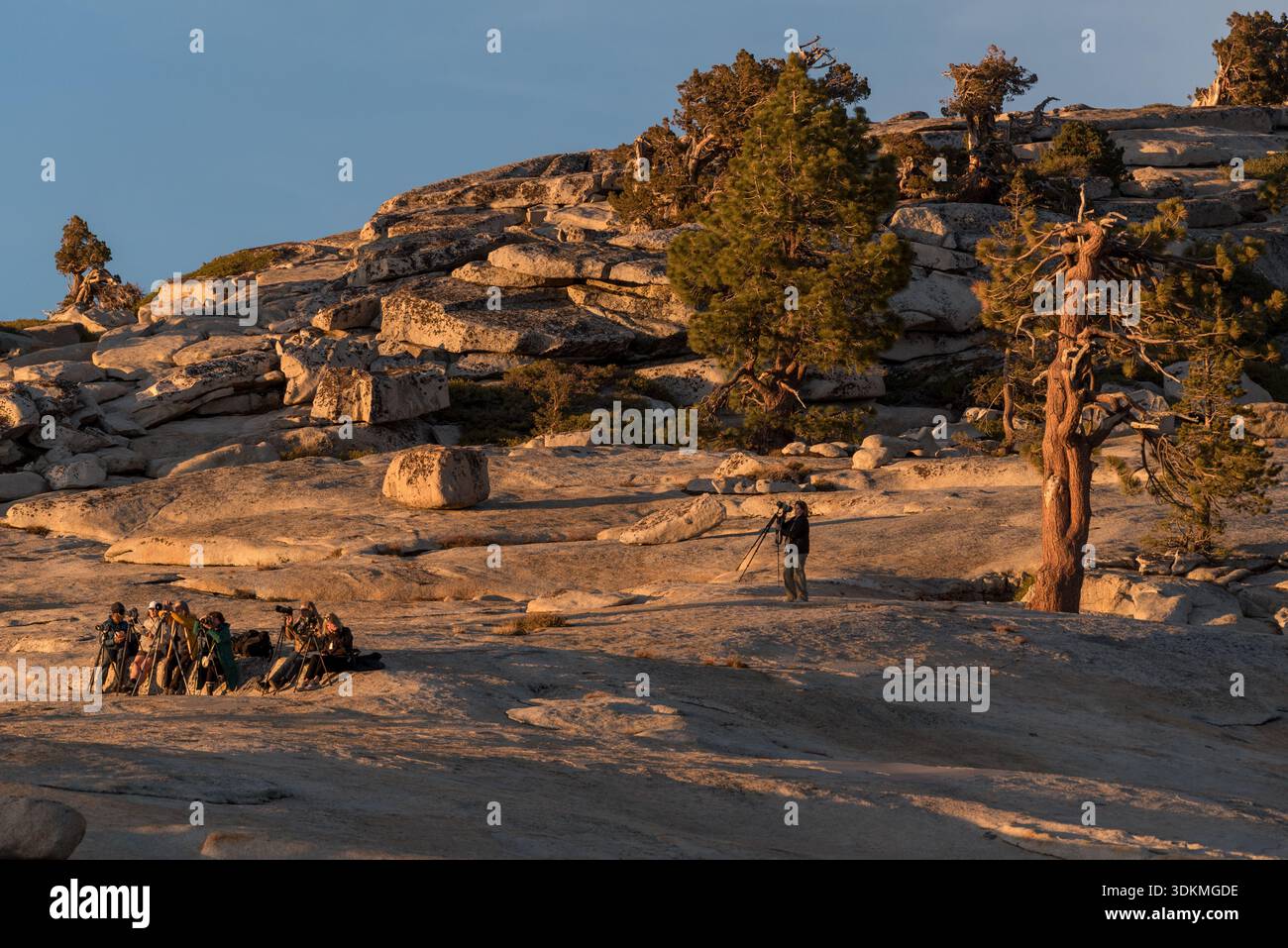 Gruppo di fotografi a Olmstead Point, Yosemite National Park, California, Stati Uniti. Foto Stock