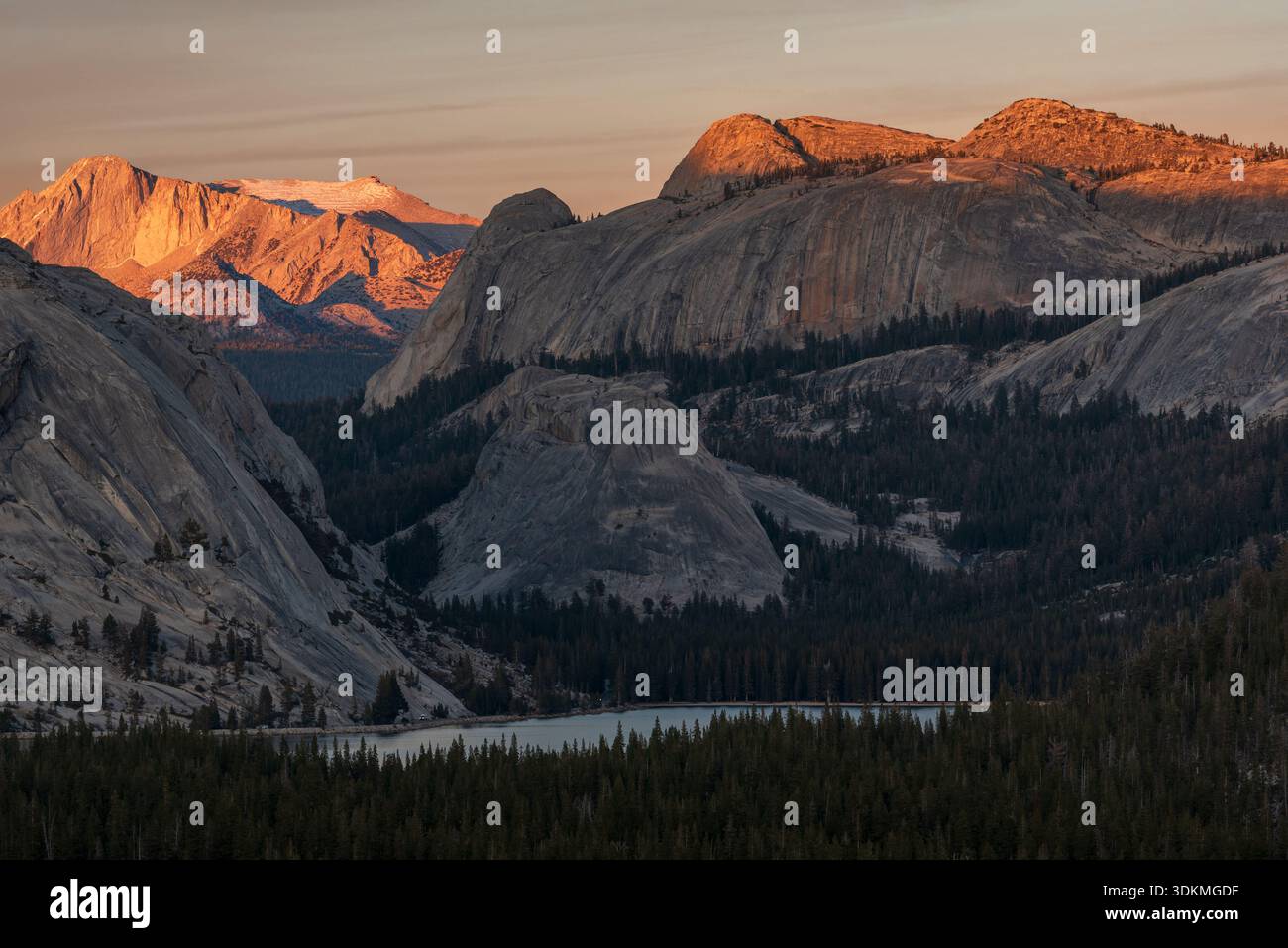 Vista sul monte Conness e il lago Tenaya da Olmsted Point, Yosemite National Park, California, Stati Uniti. Foto Stock