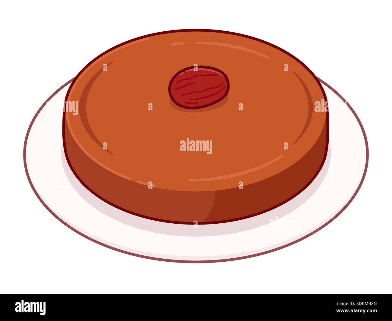 Nian Gao, tradizionale torta di riso appiccicosa del capodanno cinese con data. Semplice illustrazione grafica di clip vettoriali dei cartoni animati. Illustrazione Vettoriale