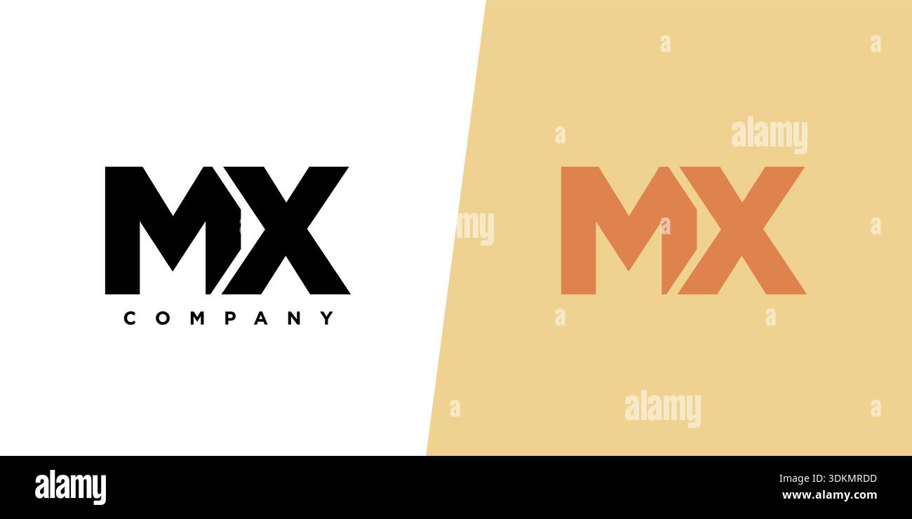 Modello di design Letter M e X, MX alla moda. Logotipo minimo basato su un monogramma iniziale per l'identità dell'azienda. Illustrazione Vettoriale
