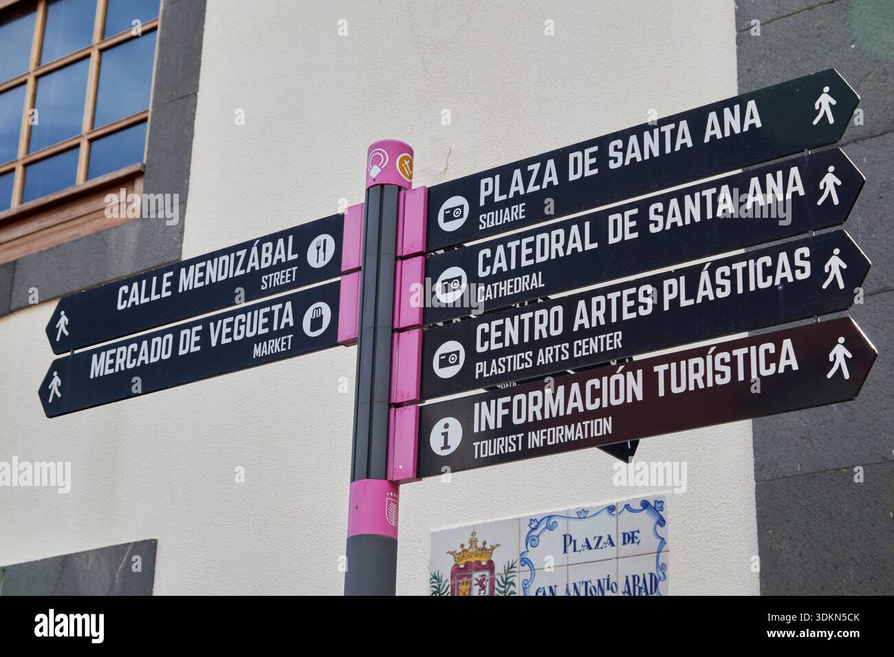 indicazioni a piedi per i luoghi di interesse di vugueta las palmas de gran canaria, isole canarie, spagna Foto Stock