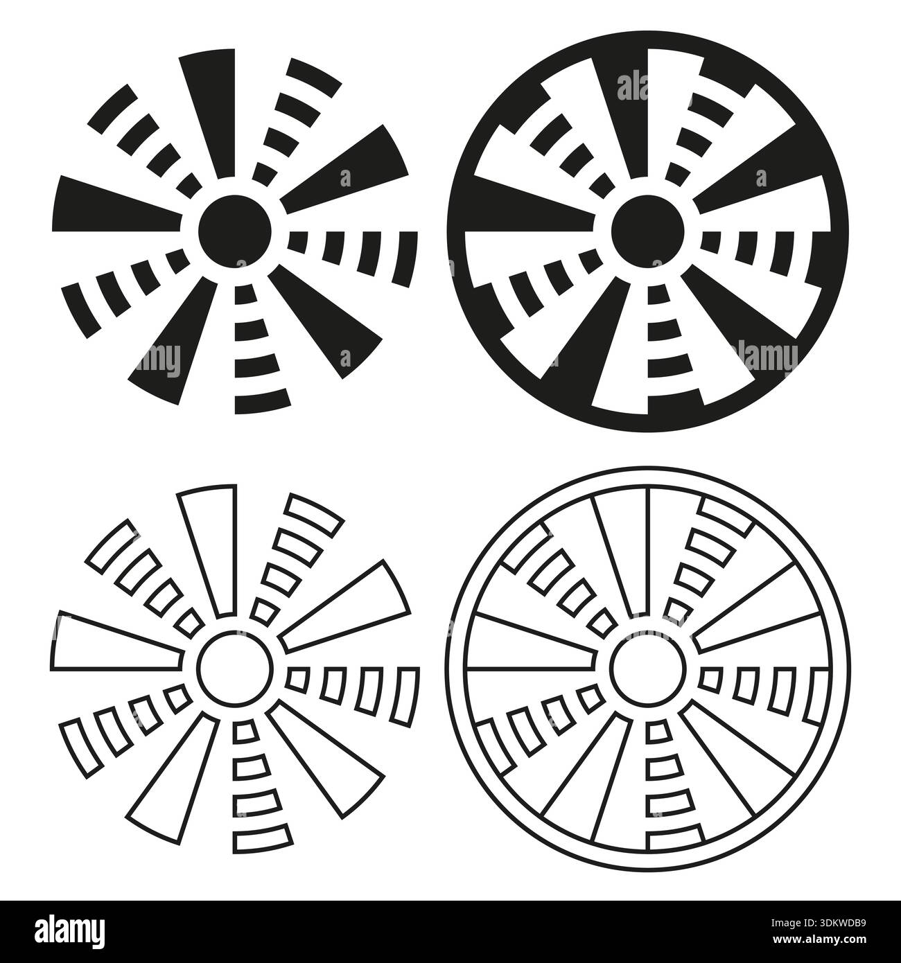 Icona dell'otturatore sofisticata. Simboli delle fotocamere professionali. Vettore aperture elaborate. Illustrazioni complete dei diaframmi. EPS 10. Illustrazione Vettoriale