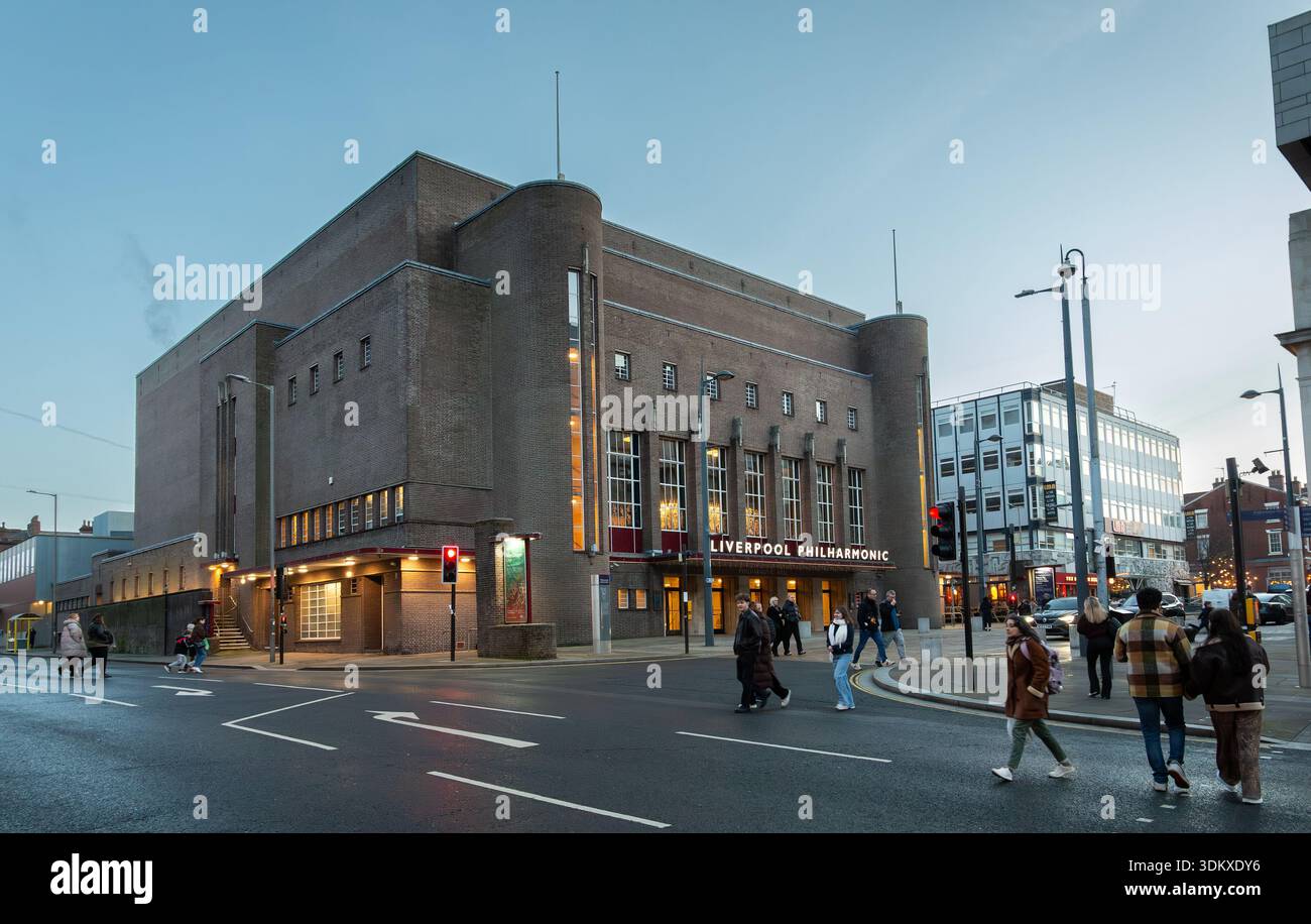 Liverpool, Regno Unito, 10 gennaio 2026: Liverpool Philharmonic Hall, Hope Street. Una sala concerti art deco progettata da Herbert Rowse. Foto Stock