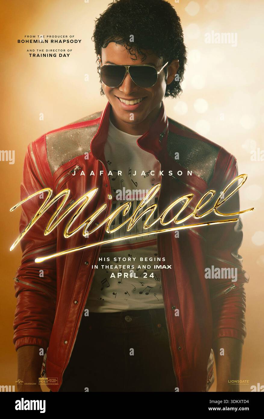Michael (2026) diretto da Antoine Fuqua e interpretato da Jaafar Jackson, Colman Domingo e Nia Long. Il film ripercorre il viaggio di Michael Jackson da bambino prodigio che porta Jackson 5 a una superstar globale guidata da ambizione creativa e performance iconiche. USA SOLO PER USO EDITORIALE DI un foglio di poster. Credito: BFA / Lionsgate Foto Stock