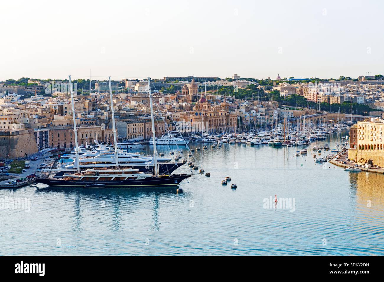 Vista delle tre città, Grand Harbour View Valletta, Malta, Europa Foto Stock