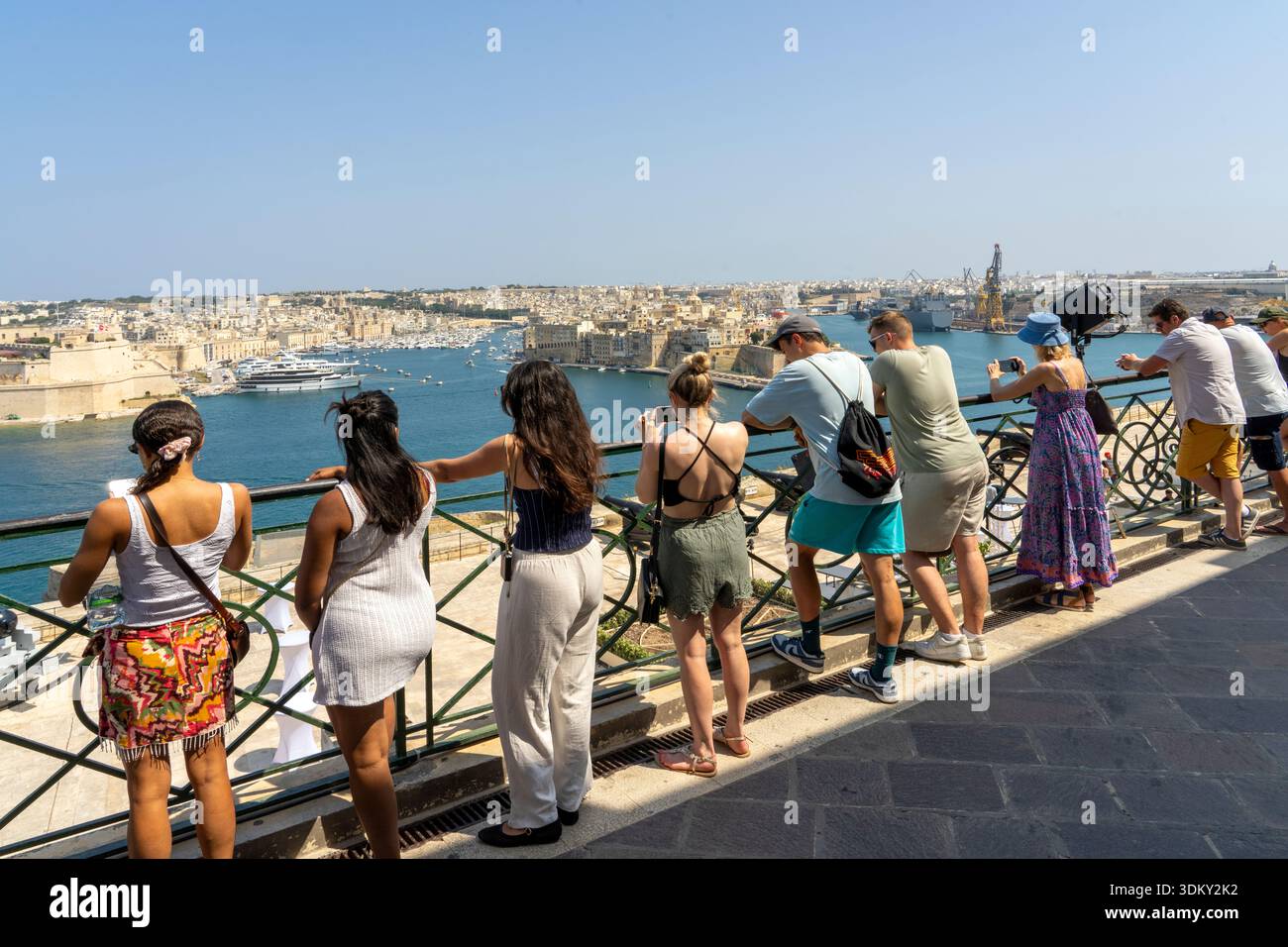 Vista delle tre città, Grand Harbour View Valletta, Malta, Europa Foto Stock