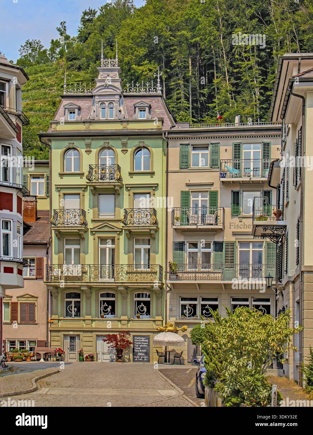 Centro città Weesen am Walensee, Cantone di San Gallo, Svizzera Foto Stock
