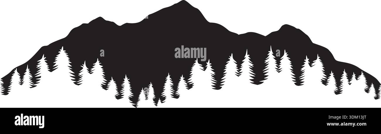 Design avventura (paesaggio montano e foresta). Illustrazione vettoriale. Illustrazione Vettoriale