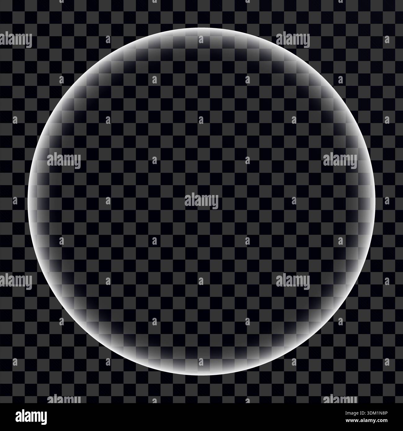 Oggetto circolare trasparente su sfondo a scacchiera evidenziando gli effetti luce ed ombra Illustrazione Vettoriale