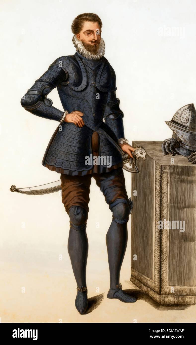 Monsieur Francois, Duca d'Angiò e Alfonso che indossano un'armatura damascata, XVI secolo Foto Stock