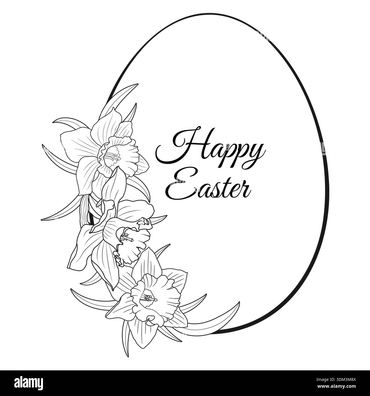 Cartolina per la cornice a forma di uovo floreale di Pasqua Illustrazione Vettoriale
