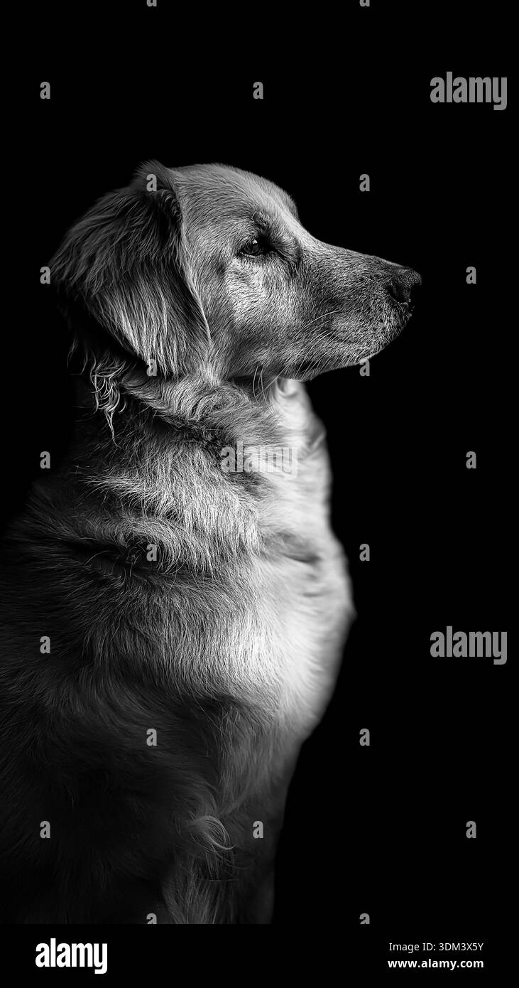 Bellissimo cane Golden retriever, bianco e nero. Foto Stock