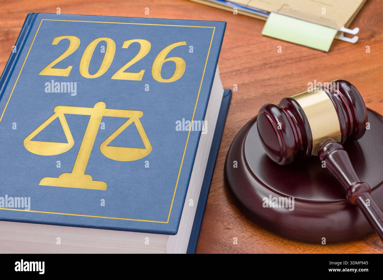 Libro di legge con martelletto - 2026 Foto Stock
