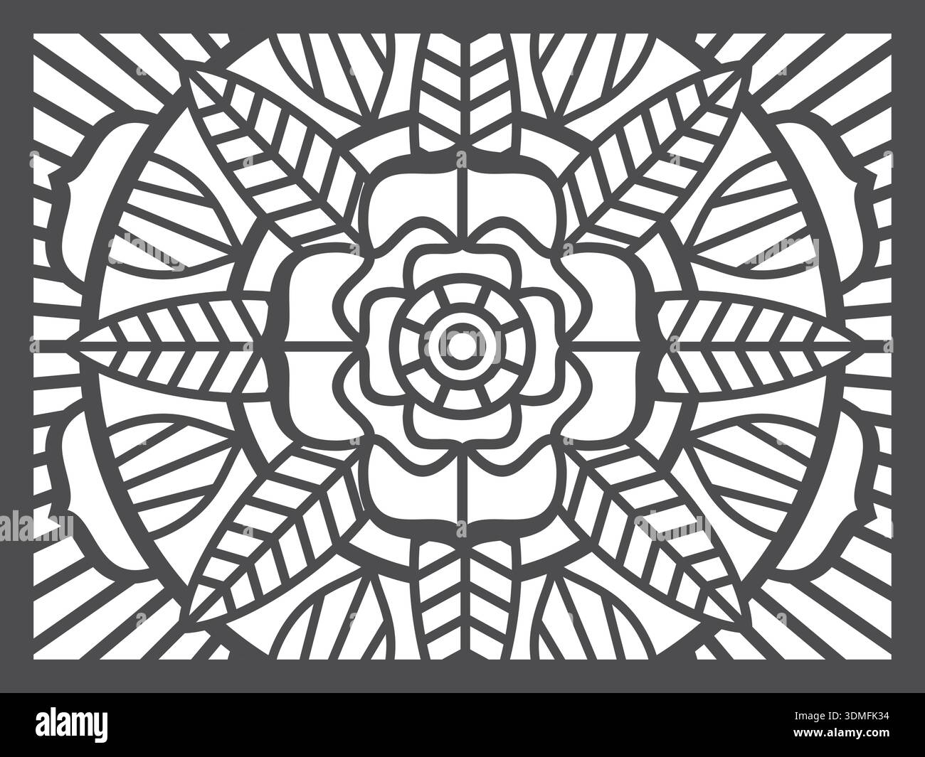 Pannello laser decorativo. Sagoma quadrata ornamento linea Illustrazione Vettoriale