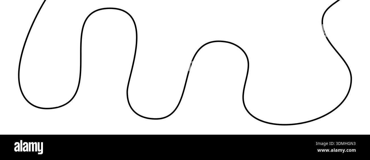 Un divertente cavo a scoppio a linea singola continua in un'unica corsa nera e fluida. Illustrazione Vettoriale