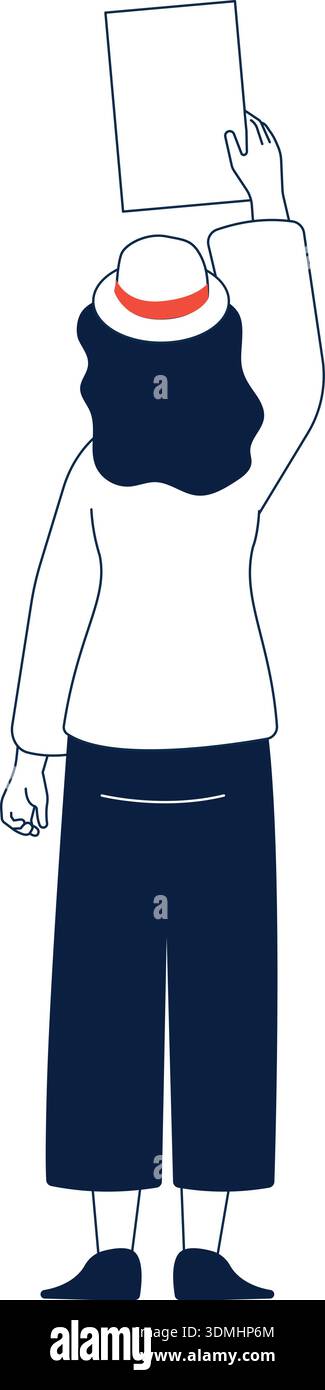 Donna votante. Attivista politica femminile. La persona tiene la carta Illustrazione Vettoriale