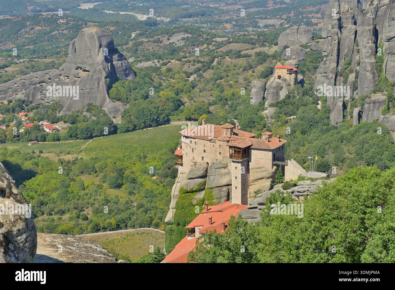 Monastero di Meteora di Rousanou su un pilastro di roccia in Grecia Foto Stock