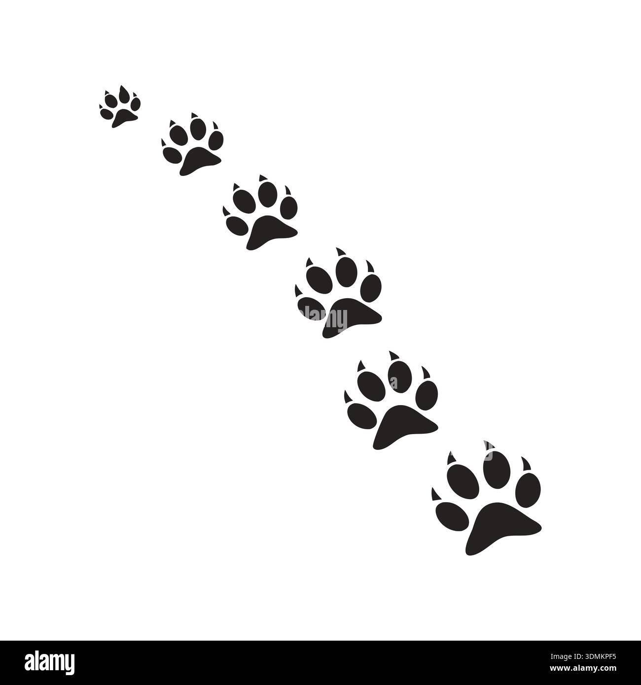 Black Animal Paw Prints Trail Footstep silhouette Vector Illustrazione Vettoriale
